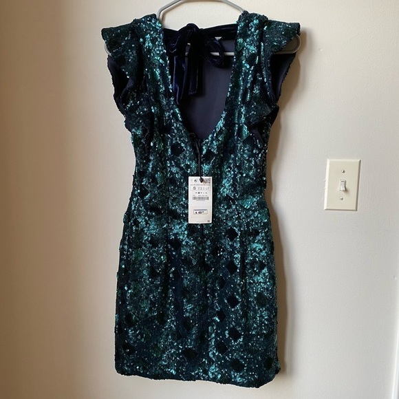 Zara Dresses & Skirts - ZARA Sequin Dress - Size Small, NWT - Festive Season Collection Blue Hourglass